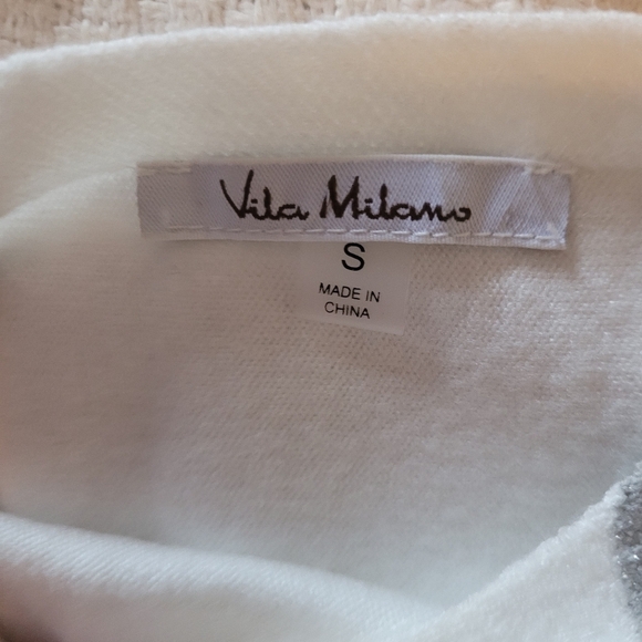 Vila Milano White and Silver Striped Dolman Sleeve Sweater S - Picture 7 of 7